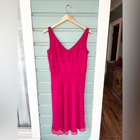 Vintage Y2K ann Taylor dress 100% silk berry pink fairy romantic magenta wedding - Picture 1 of 8